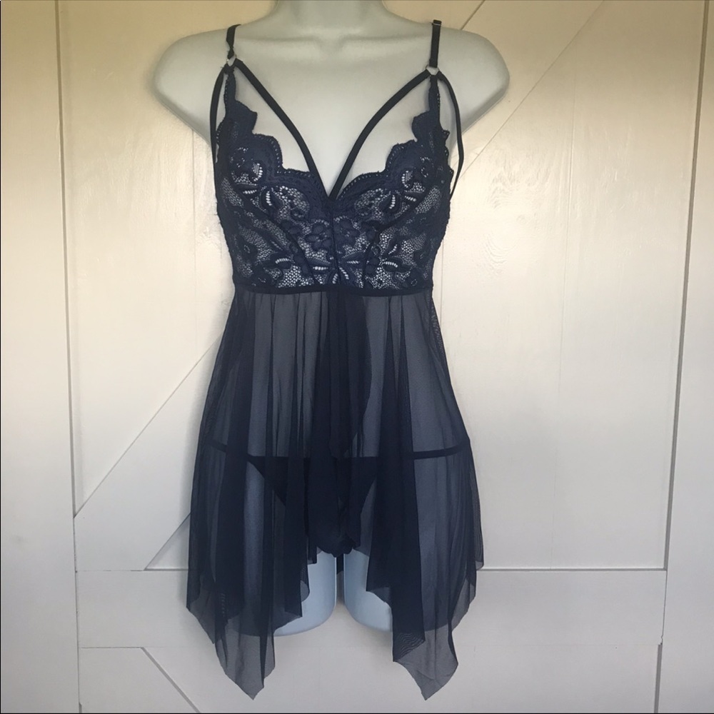 BLUE babydoll lingerie panty set - Picture 5 of 5